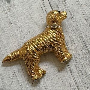 SARD golden retriever gold tone brooch